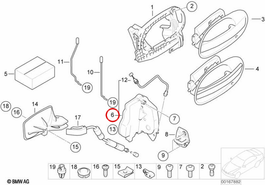 Trava da porta traseira esquerda OEM 51227202127 para BMW E65, E66. BMW genuíno.