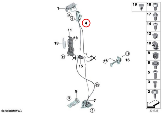 Fechadura superior direita OEM 51227291034 para BMW i3 (I01). BMW genuíno.