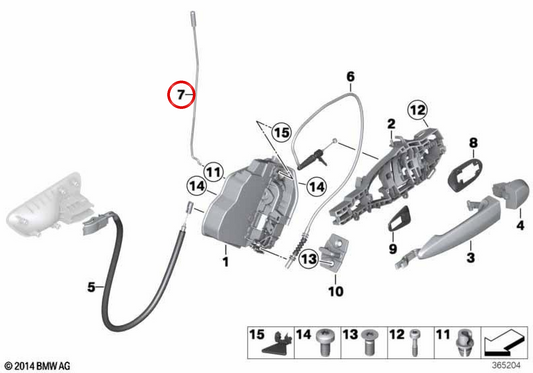 OEM 51227291416 rechter hinterer Türantriebsstange für BMW F34. Original BMW.