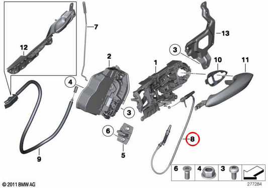 Câble Bowden Outdoor Campe OEM 51227297440 pour BMW F07. BMW d'origine.