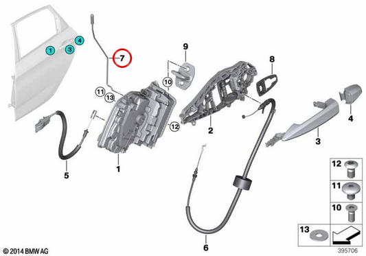 Porte arrière gauche OM 51227349503 Bar de fonctionnement pour BMW F48. BMW d'origine.