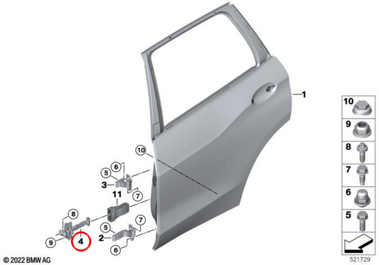 OEM rear door amorter 51227451348 for BMW G18, G07. Original BMW.