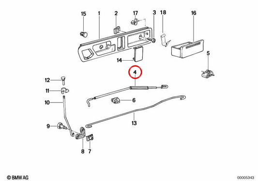 Chiamata di apertura destra OEM 51228117616 per BMW E34. BMW originale.