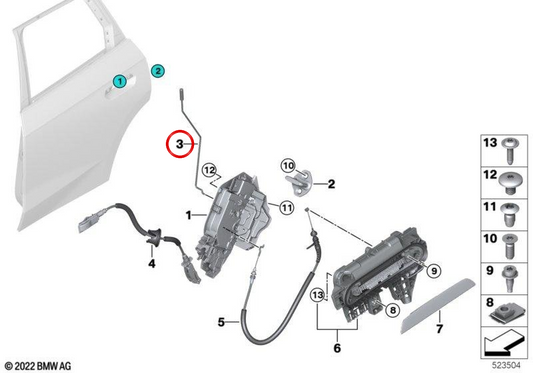 OM 51229879342 Rechte Heckdockstange für BMW U11. Original BMW.
