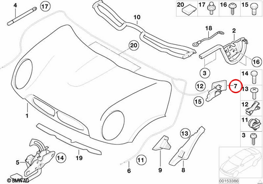 Levier de déverrouillage OEM 51231506882 pour MINI R50, R53, Cabrio R52. MINI d'origine.