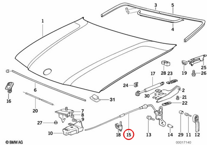 Cappuccio anteriore per la BMW E36 (OEM 51231977450). BMW originale
