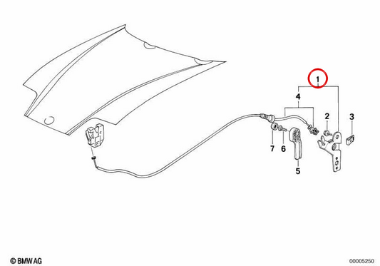 Mécanisme d'ouverture OM 51232291467 pour BMW Z1. BMW d'origine.