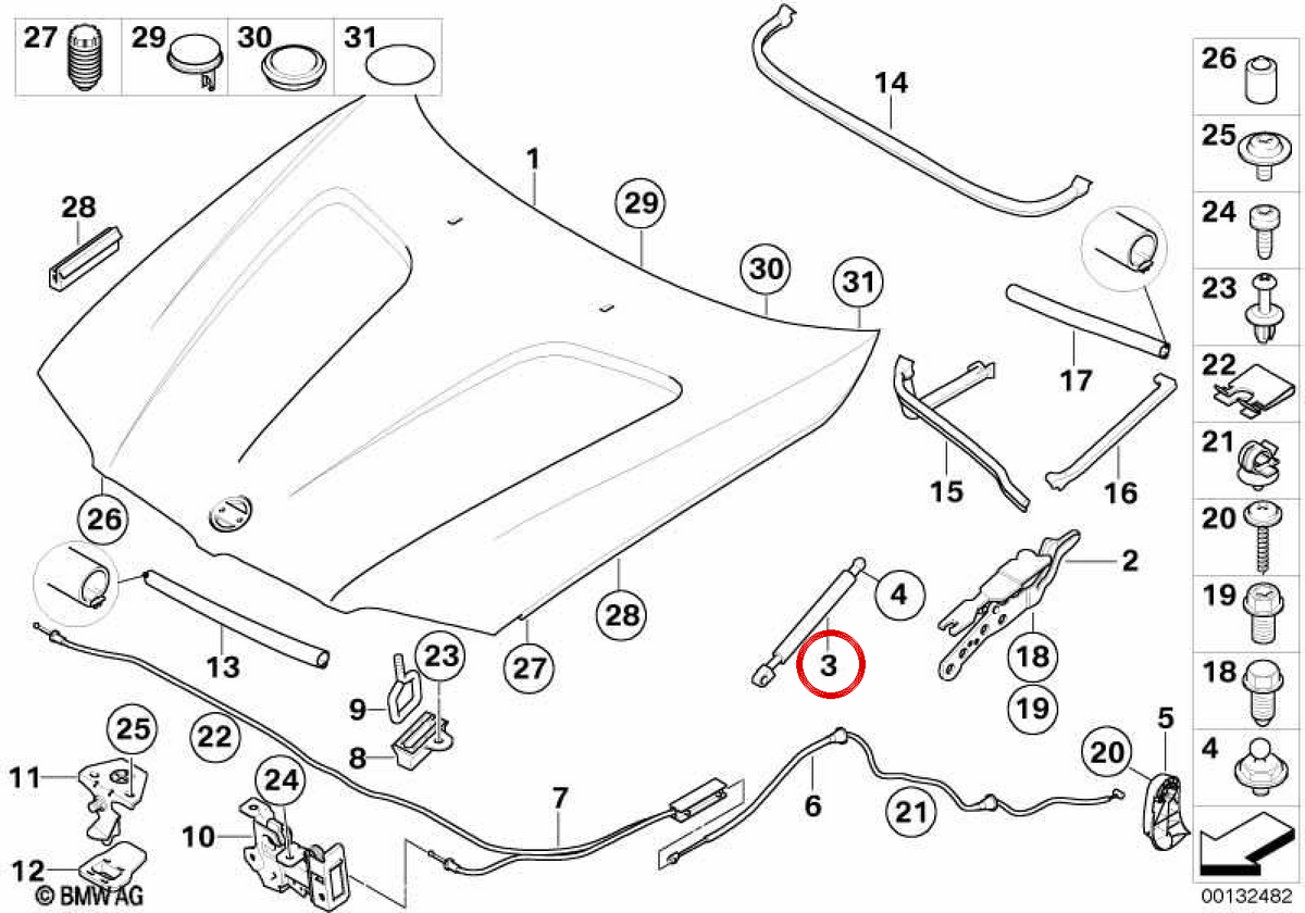 OEM GATE SCROCCORESTER 51233400352 per BMW X3 E83. BMW originale.