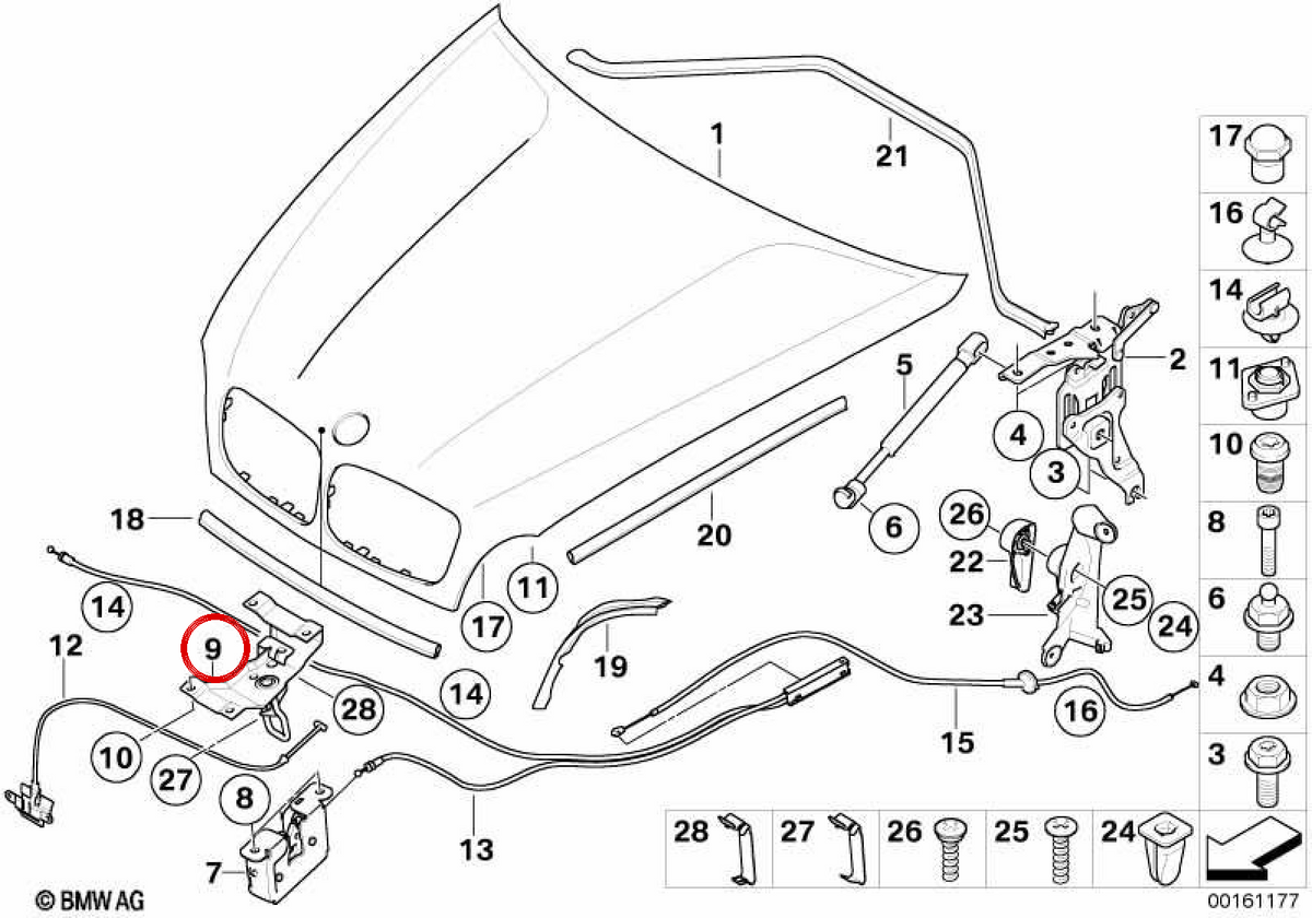 Opare Right Lock 51237164802 per BMW E70, E71, E72. BMW originale.