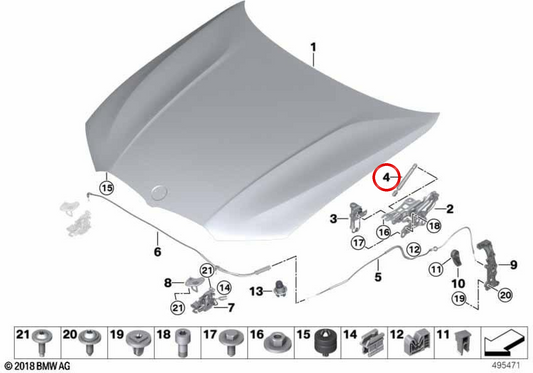 Hydraulischer Stoßdämpfer OEM 51237419387 für BMW G42, G87, G20, G21, G80, G81, G26. Original BMW.