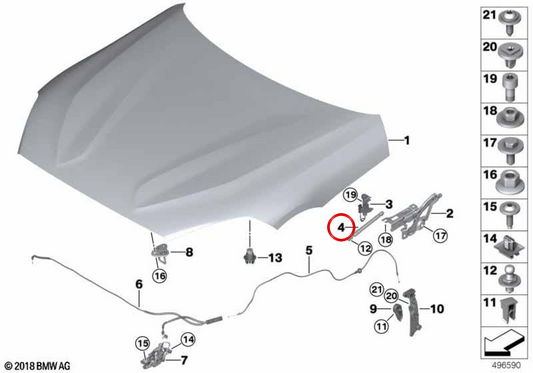 OEM 51237435543 Gasdruckfeder für BMW Z4 G29 Fronthaube (2018–2026). Original BMW.