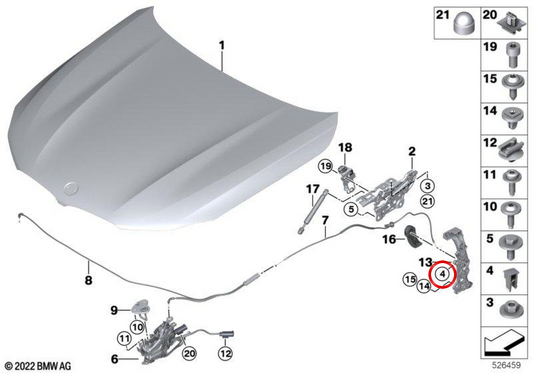 Clipe de fixação OEM 51237441555 para BMW F90, G30, G31, G32, G11, G12, F91, F92, F93, G14, G15, G16. BMW genuíno.