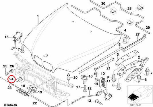 Contre-pièce de crochet de sécurité OEM 51238182904 pour BMW Série 5 E39. Original BMW