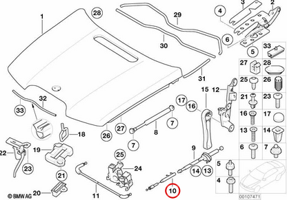 Cable Bowden para BMW Serie 7 E65, E66 (OEM 51238240608). Original BMW