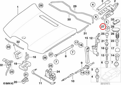 Top in gomma spazzolata 51238247699 per BMW E81, E82, E87, E88, E46, E90, E91, E92, E93, E60, E61, E63, E64, E65, E66, E83. BMW originale.