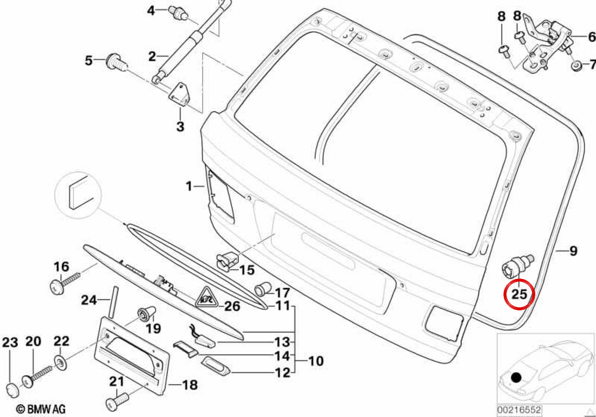 OEM -Gummi -Kappe 51243427678 für BMW E46, E61, E83. Original BMW.