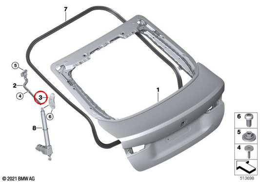 Mécanisme de fermeture des pinceaux (à gauche) OEM 51245A1B045 pour BMW G26. BMW d'origine.