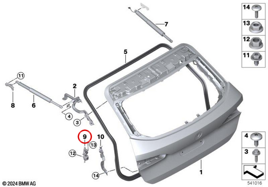 OEM 51245B36BD3 Rubba del bagagliaio sinistro a BMW E12, E24. BMW originale.