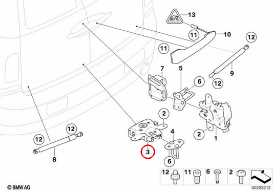Linkes Splitdoor-Schloss OEM 51247167498 für MINI Clubman R55, R55 LCI. Originaler MINI.