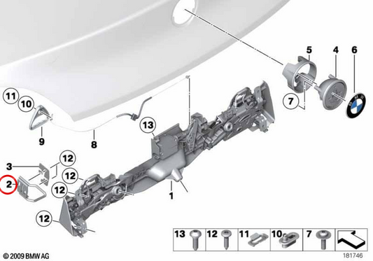 Trava de trava direita OEM 51247199550 para BMW E89. BMW genuíno.