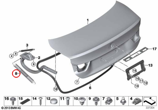 OEM 51247295203 Heck Porton Assistant Spring für BMW F32, F33. Original BMW.