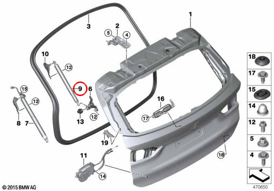 OEM 51247412407 Linkes Kapuzekissen für BMW F48, F49. Original BMW.