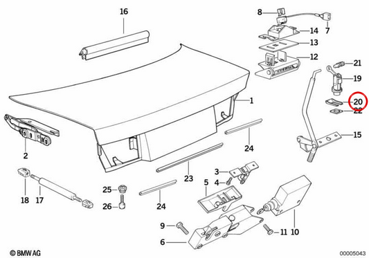 Clip de fijación OEM 51248108306 para BMW E31. Original BMW.