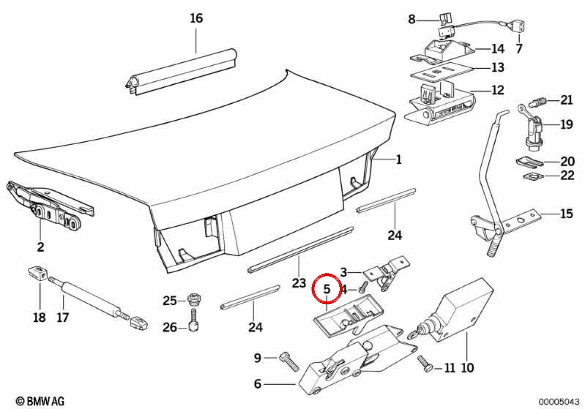 Copertura per Trunk OEM 51248118687 per BMW E31. BMW originale.
