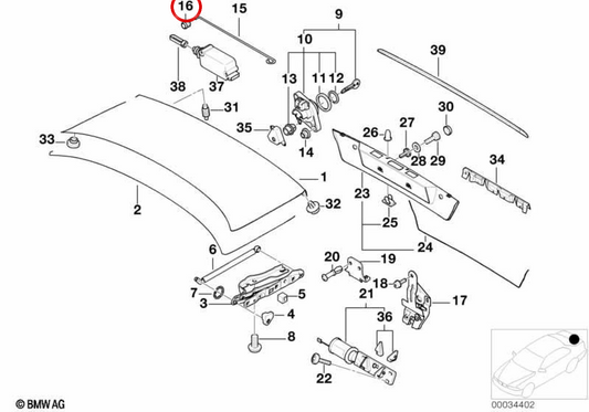 Pasamuros de cerradura OEM 51248149619 para BMW E39, E38. Original BMW.