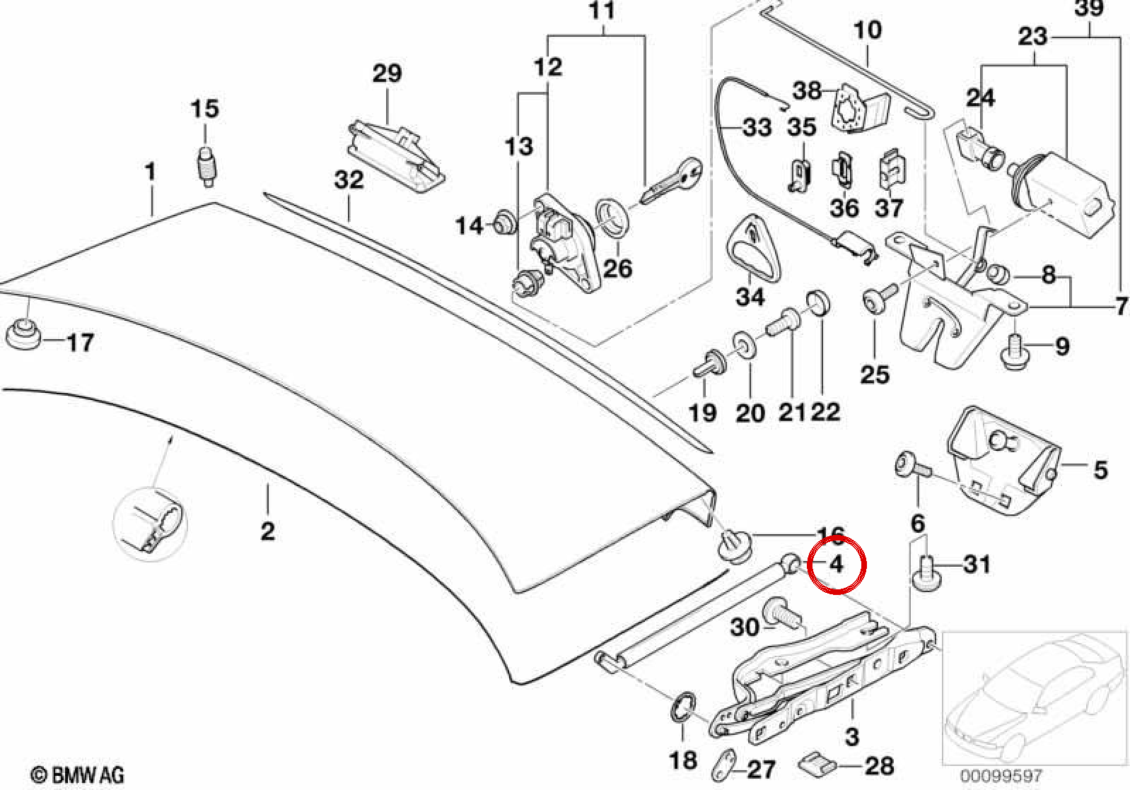 Molla ammortizzatore a gas per portellone posteriore BMW E39