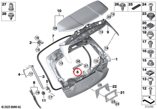 OEM 51248498550 rear gate shockpower for BMW F40. Original BMW.