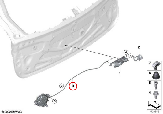 Oder Eröffnungs-/Verschlussboard OEM 51249451747 für BMW X5 G05, X6 G06, X7 G07. Original BMW.