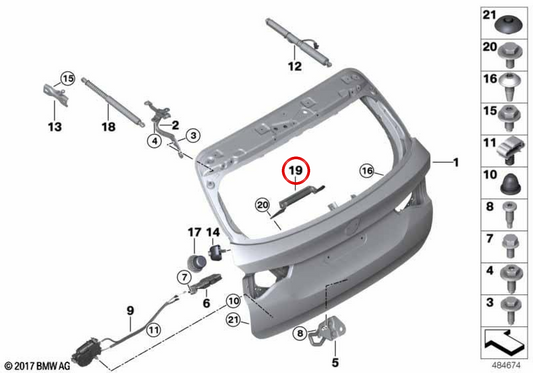 OEM 51249851954 Gate posteriore per BMW G08. BMW originale.