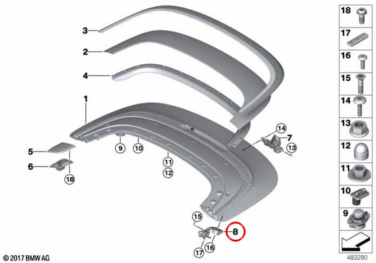 Hinger a quitté VaLillaje Department OEM 51257367675 pour BMW I15. BMW d'origine.