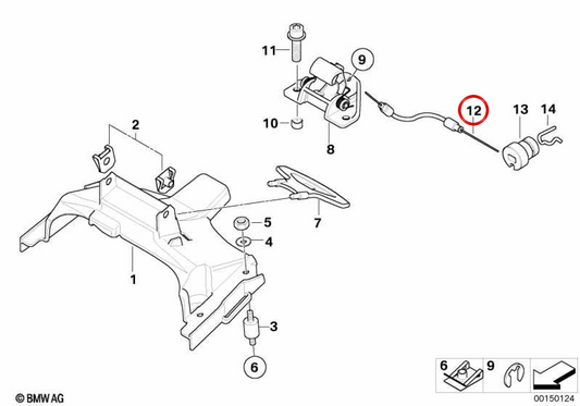 Cavo Bowden serratura sedile OEM 51257674890 per BMW Motorrad F800GT, F800S, F800ST, F800R. BMW Motorrad originale.