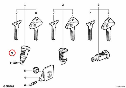 Clavilha de fechadura OEM 51257680580 para motos BMW R 1200 GS, R 1200 RT, F 700 GS, F 800 GS, C 650 GT, K 1300 S... e mais. Original BMW Motorrad.