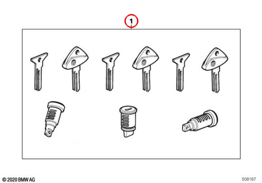 OEM lock set 51257684419 for BMW F 650 GS, F 650 GS Dakar, G 650 GS. Original BMW Motorrad.