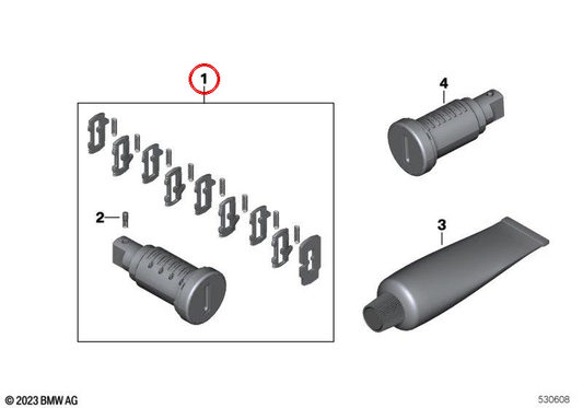 Juego de reparación del cilindro de cierre del bloqueo de dirección OEM 51257684423 para motos BMW F 650 GS, F 650 GS Dakar, F 650 CS, G 650 GS, K 1200 GT, K 1200 RS... y más. Original BMW Motorrad