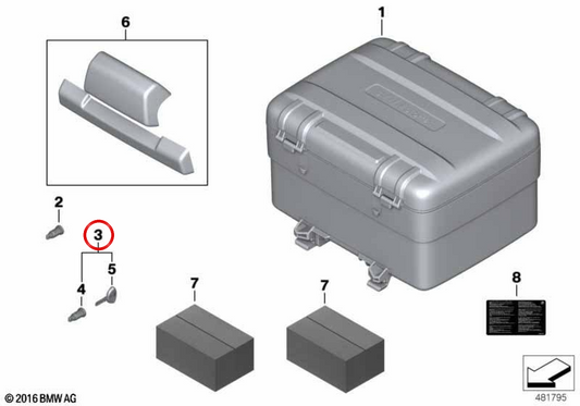 Cylindre de serrure avec clé OEM 51257688568 pour motos BMW R1200GS, F700GS, F650GS et F800GS. Original BMW Motorrad