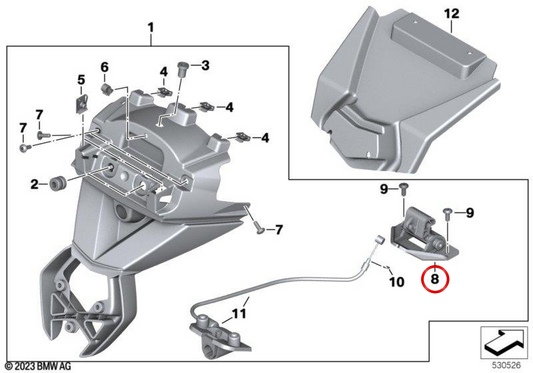 Sitzbankverriegelung OEM 51257697226 für BMW Motorräder F800GT, F800R, K1600GTL, R1200R... und mehr. Original BMW Motorrad.