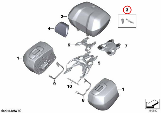 OEM 51257698204 lock cylinder repair kit for BMW motorcycles R1200GS, R1250GS, S1000XR, F850GS... and more. Original BMW Motorrad.