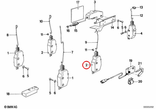 OEM Central Blocking Actuator 51261369815 per BMW E28. BMW originale.