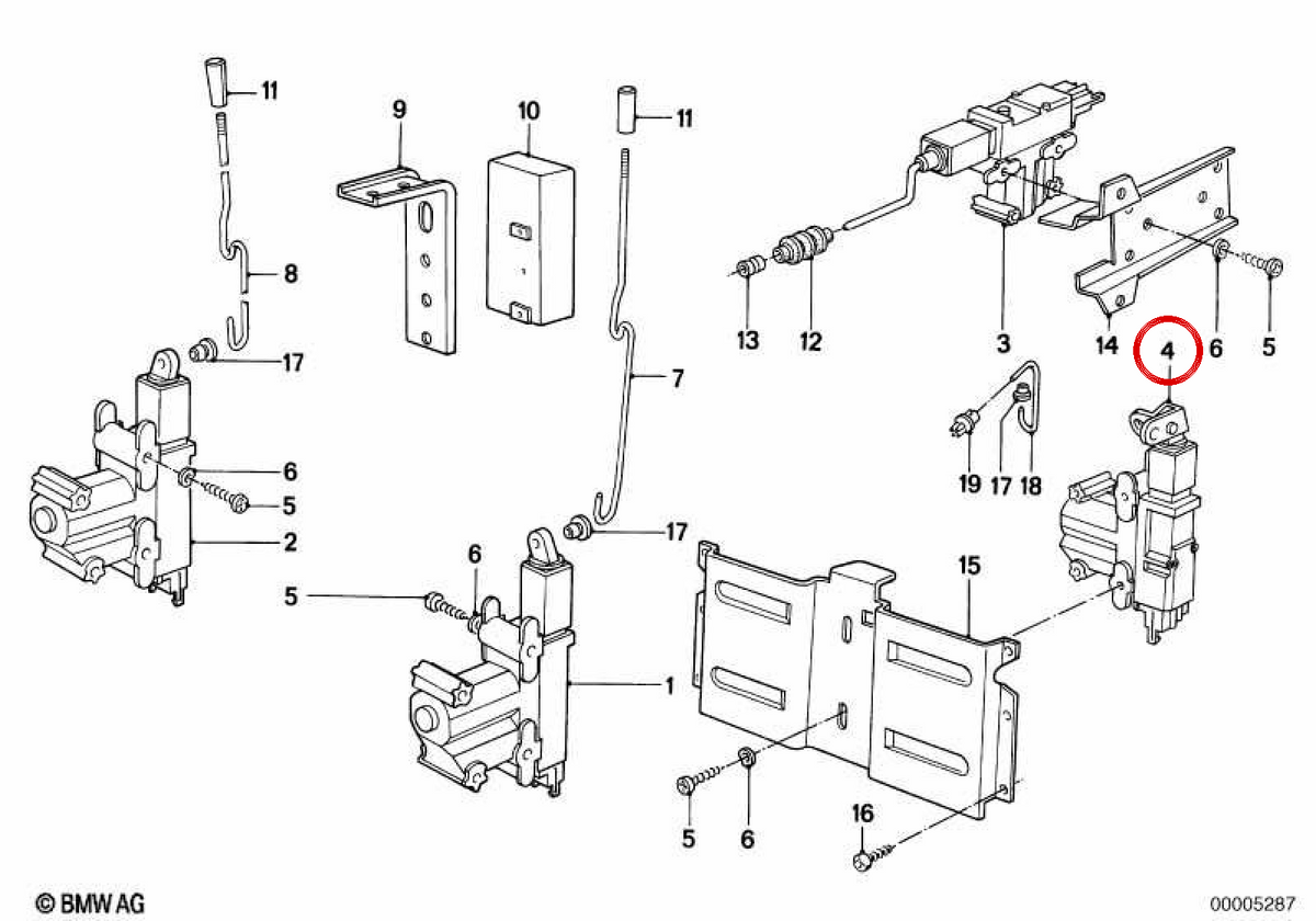 Motor actuador cierre maletero OEM 51261385115 para BMW E30, E24, E23. Original BMW.
