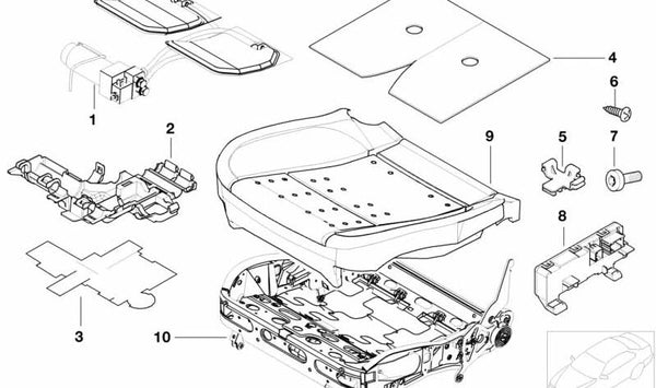 Estructura de asiento con función activa OEM 52108234870 para BMW E39, E38. Original BMW.