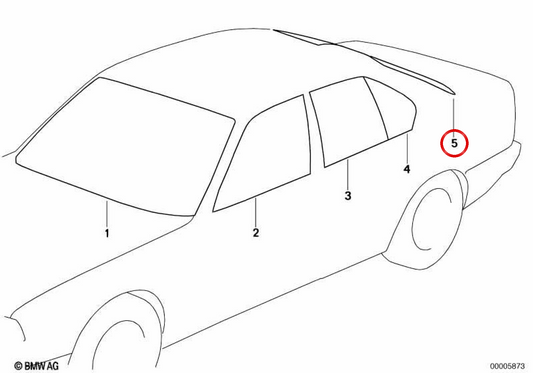 Heckscheibe (posteriores Glas) in goldener Farbe/Bronze OEM 51311362095 für BMW E23. Original BMW.