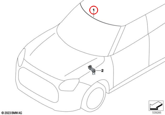 Cache supérieur de pare-brise OEM 51315A0DF17 pour MINI Countryman U25 (10/2022 - 03/2025). MINI d'origine.