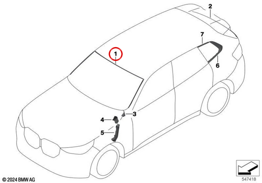 Coperchio superiore parabrezza OEM 51315A29199 per BMW X3 G45 e X3L G48. Originale BMW.