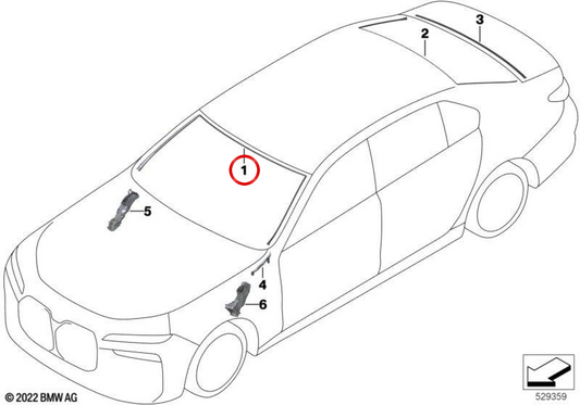 Tampa superior do pára-brisa OEM 51315A8A8B0 para BMW G70. BMW genuíno.