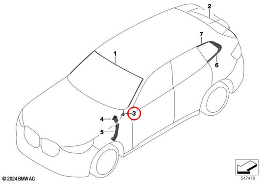 Élément de commande d'eau droit OEM 51315B36EF8 pour BMW X3 G45, X3L G48. Original BMW.