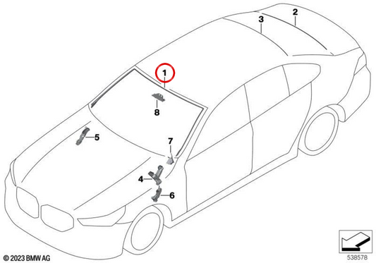Obere Abdeckung der Windschutzscheibe OEM 51315B3DD37 für BMW G68. Original BMW.